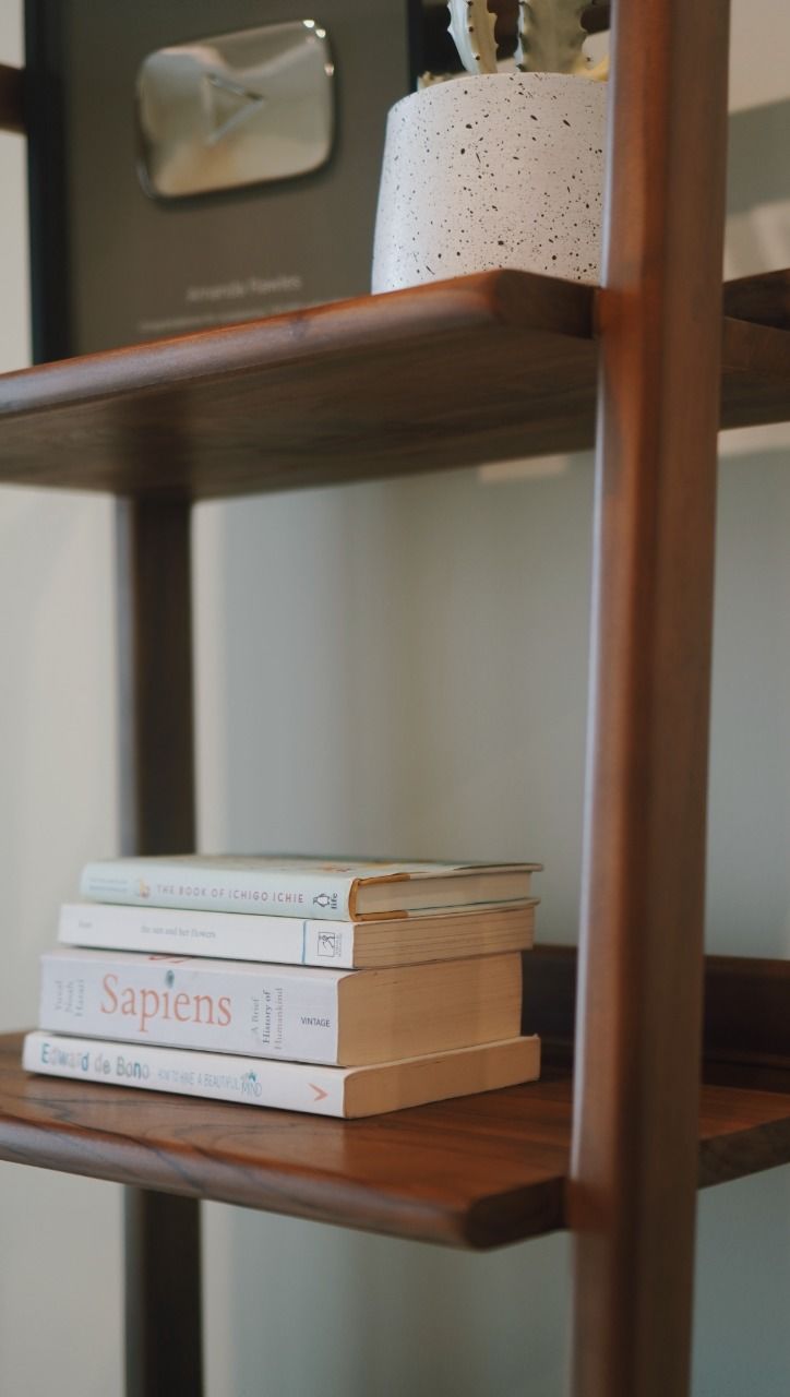 Customer photo review of Solid Teak Wood Shelf with 3 Tiers and 1 Drawer