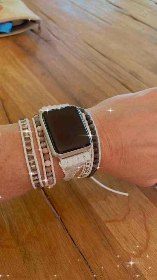 Customer photo review of White Labradorite Apple Watch Strap