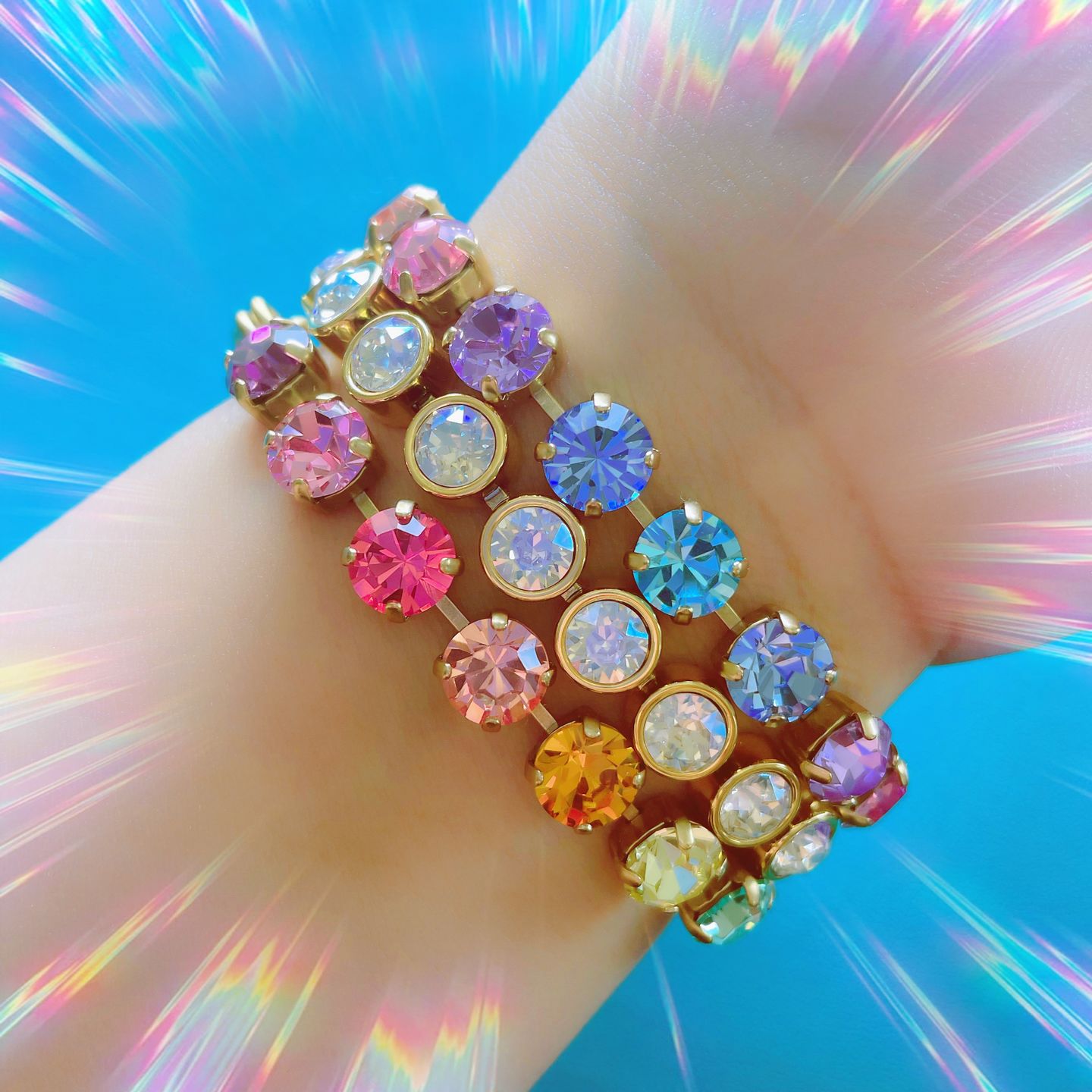 Customer photo review of Arista Bracelet in Cotton Candy Ombré