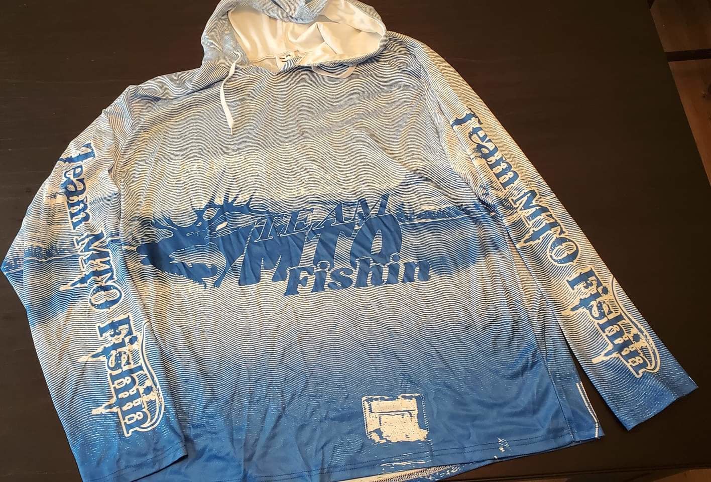 Customer photo review of Fishing Shirt Custom Name, Image, Time, Location 3D UV protection Shirts UPF 30+ Fishing gift| Blue - TMTS050