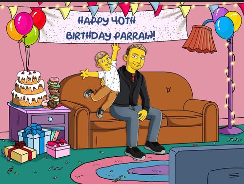 Customer photo review of Caricature cartoon dessinée à la main: portrait personnalisé Simpson