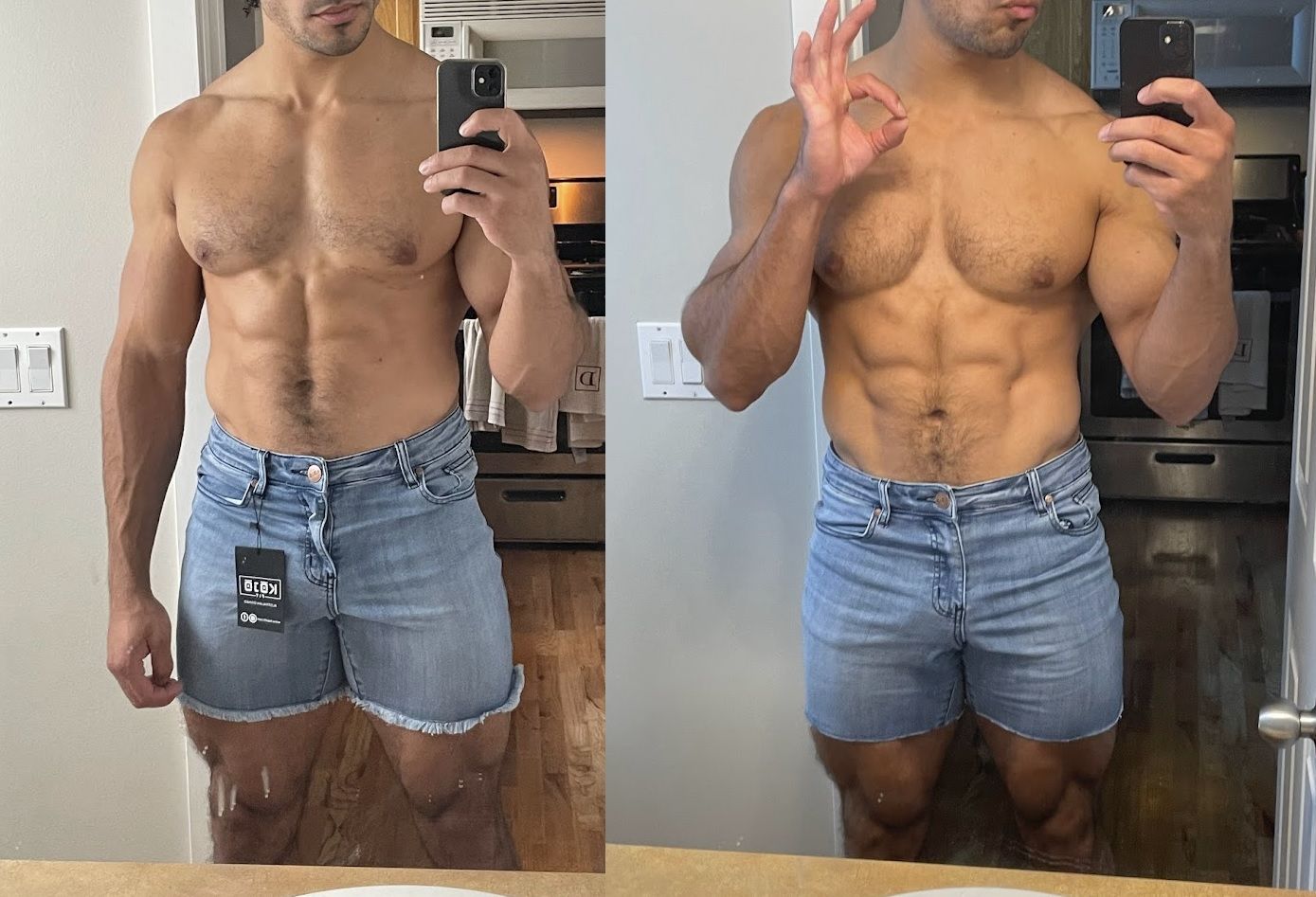 Customer photo review of Active Cut Off Jeans Shorts - Indigo