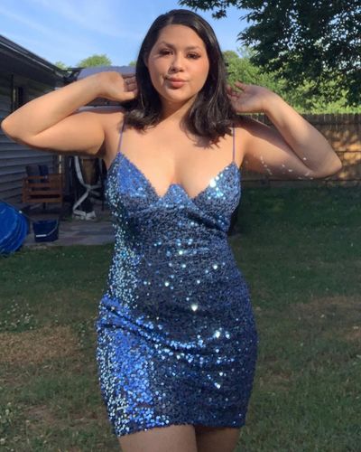 Customer photo review of Chloe Sequin Dress (BLUE)