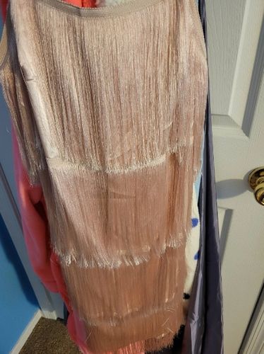 Customer photo review of Solid Color Elegant Tiered Tassel Mini Dress