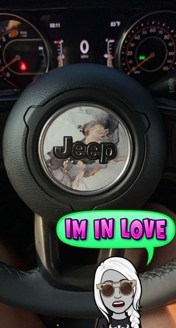 Customer photo review of Marble Print Steering Wheel Decal for Jeep vehicles