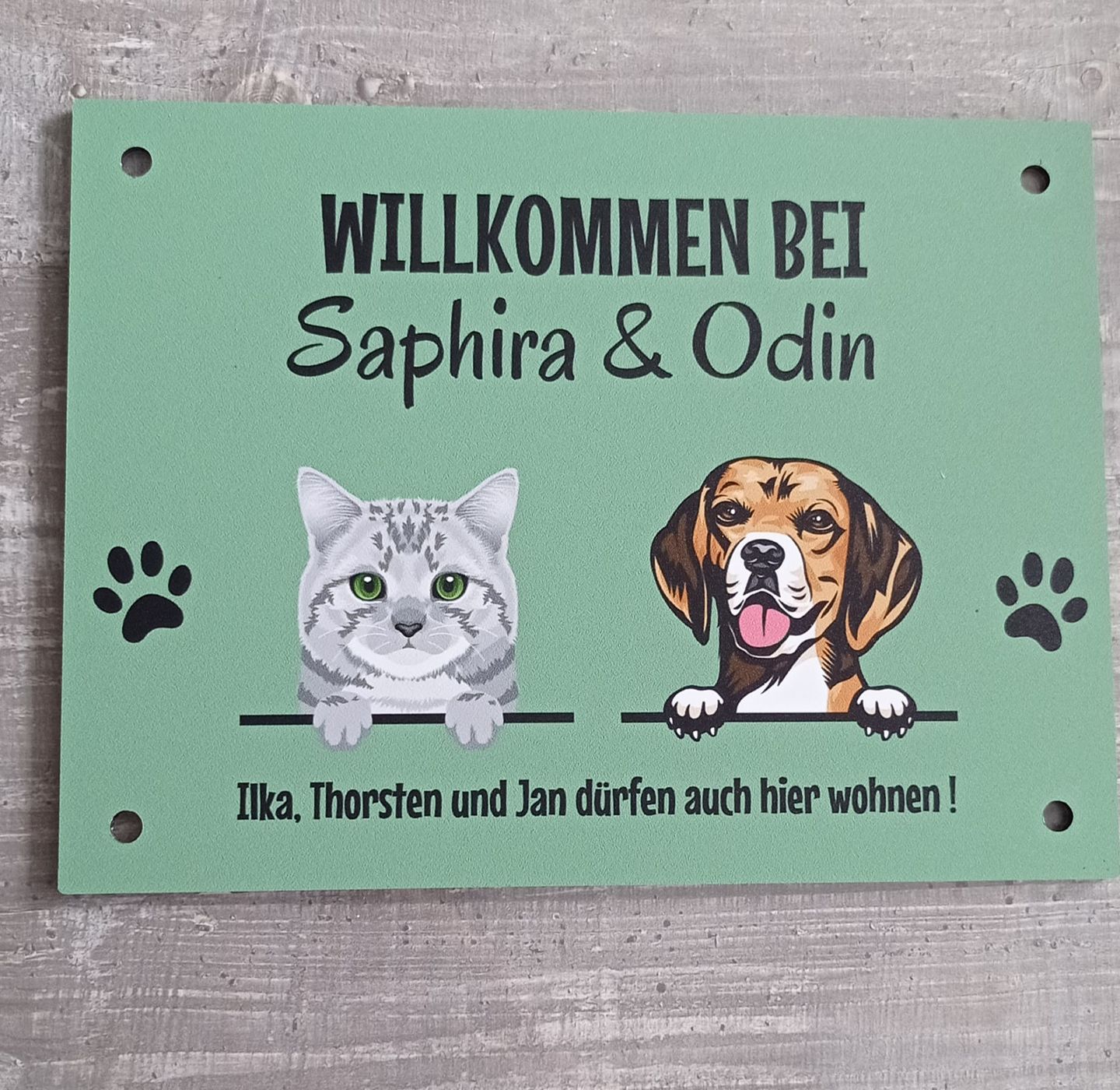 Customer photo review of Spähende Haustiere - Individuelles Türschild