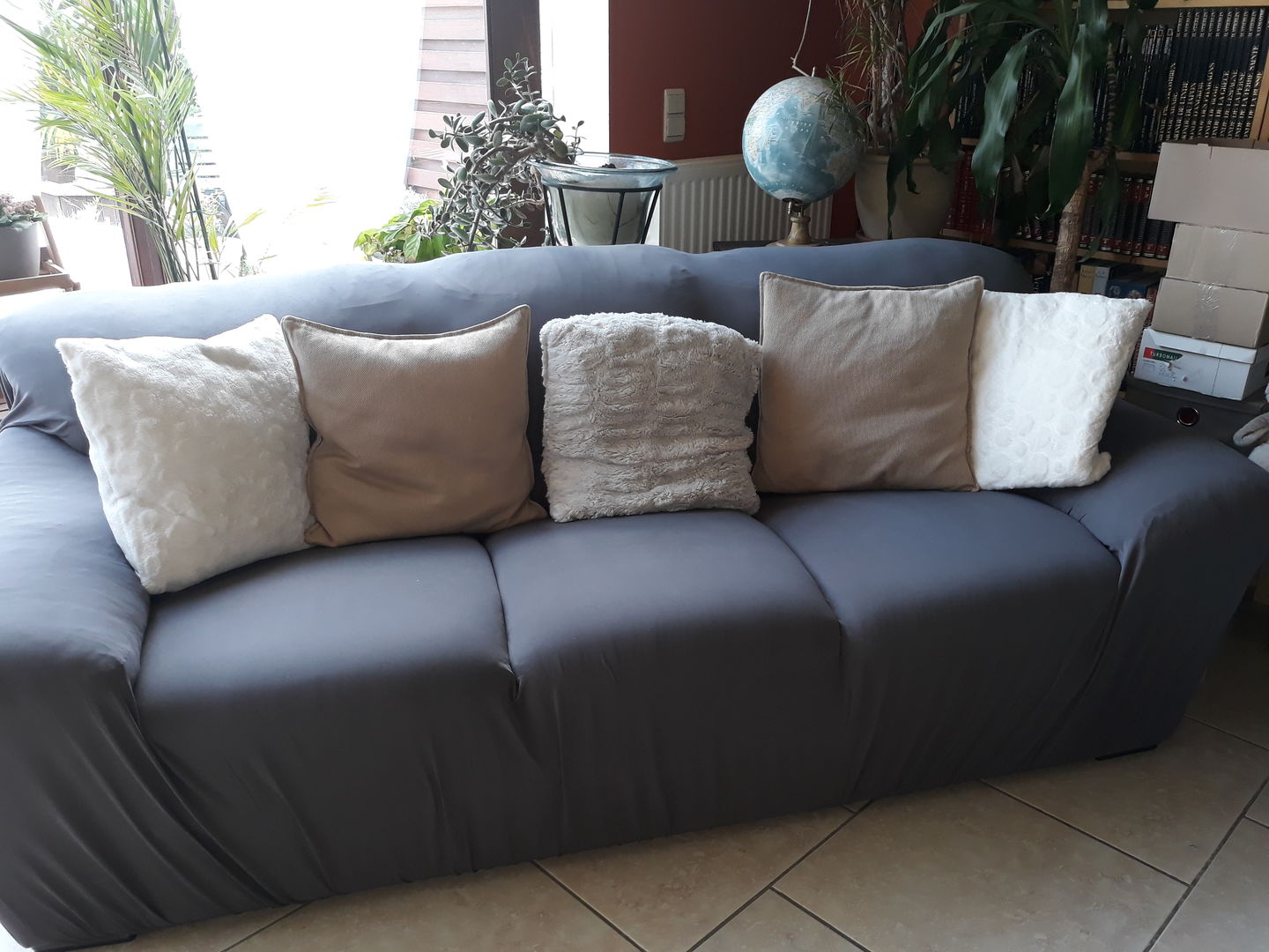 Customer photo review of Gris anthracite - Housses Extensibles de Fauteuil et Canapé