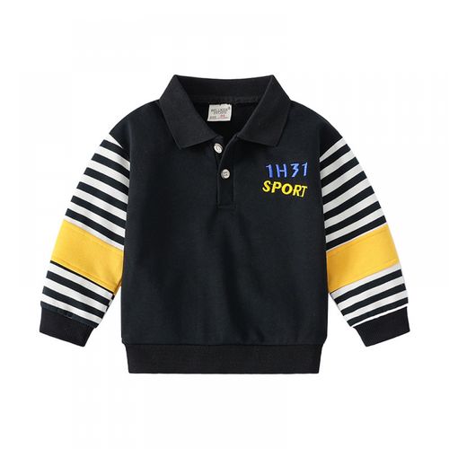 Customer photo review of Boys Autumn Stripe Lapel Top Boy Clothing Wholesale