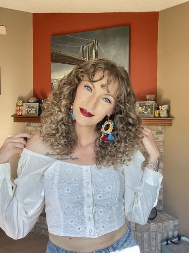 Customer photo review of Curly Ash Blonde