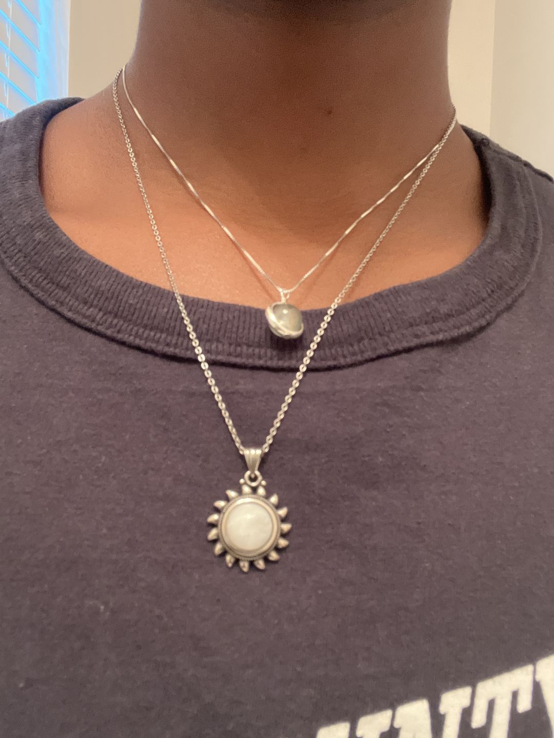 Customer photo review of 925 Sterling Silver & Natural Moonstone Sunshine Necklace
