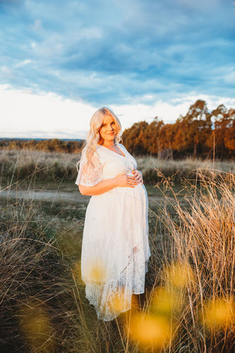 Customer photo review of The Wanderer White Lace Maternity Gown