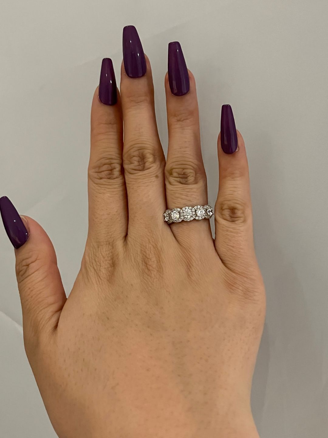 Customer photo review of S925 Round Cut 1.5 Ct Fashion Halo Five Stone Anniversary Ring In Sterling Silver