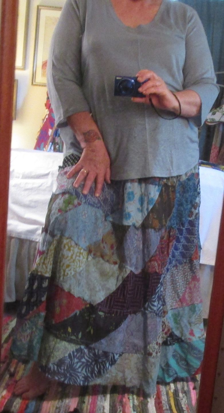 Customer photo review of Rough Cut Over Dye Patchwork Skirt