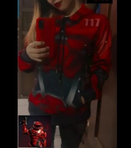 Customer photo review of Master Chief Red Hoodie