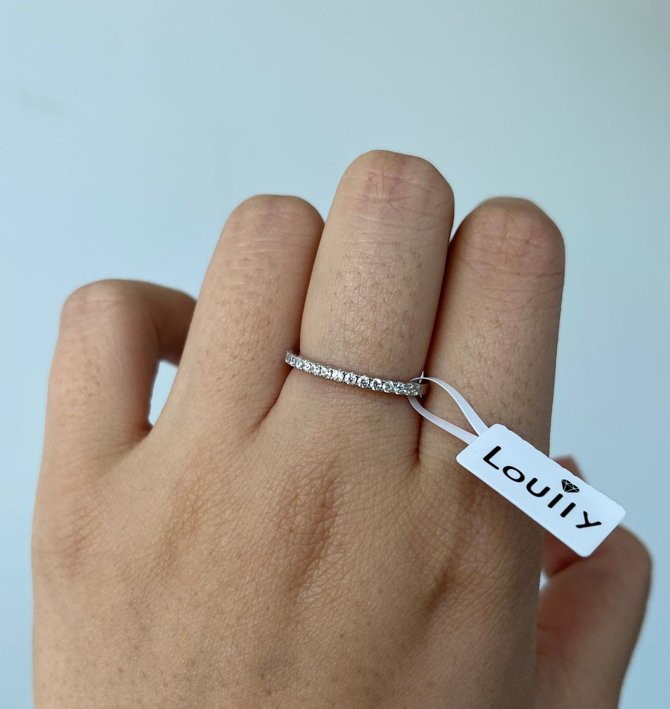 Customer photo review of Louily 0.5 Ct Round Cut Classic Full Eternity Thin Wedding Band For Women In Sterling Silver