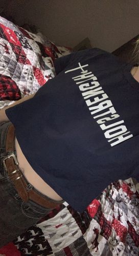Customer photo review of Essential Crop Tee - Navy Blue
