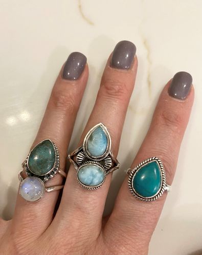 Customer photo review of Moonstone and Turquoise Ring Sterling Silver