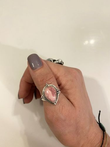 Customer photo review of Teardrop Rhodochrosite Ring Sterling Silver