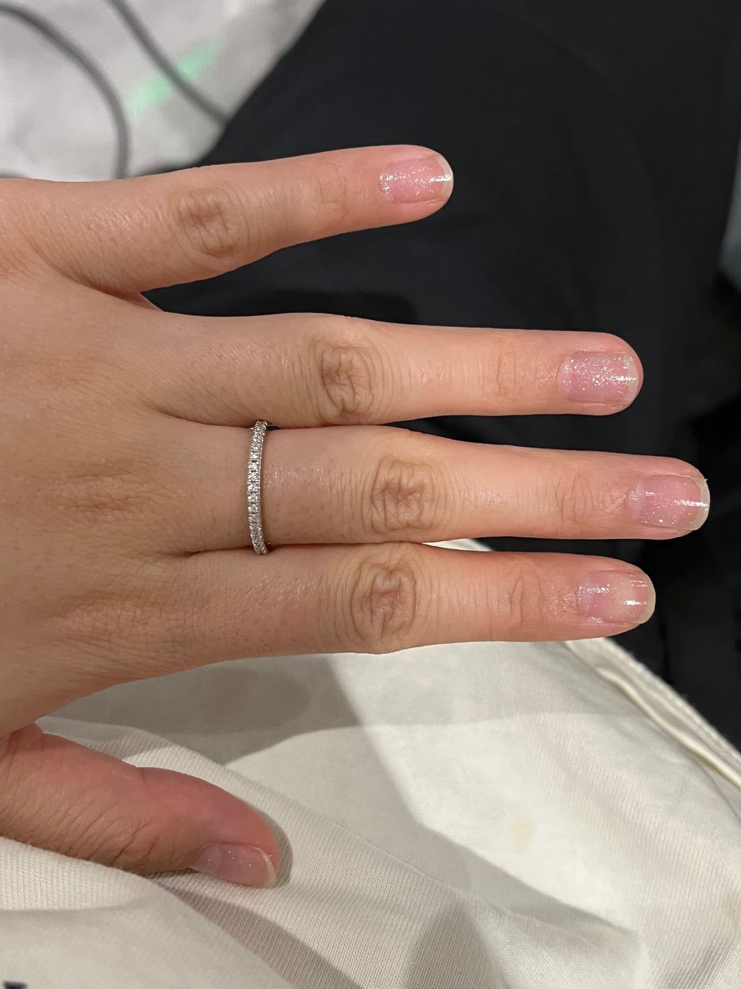 Customer photo review of Louily 0.5 Ct Round Cut Classic Full Eternity Thin Wedding Band For Women In Sterling Silver