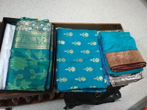 Customer photo review of Cyan Blue Kanjivaram Saree