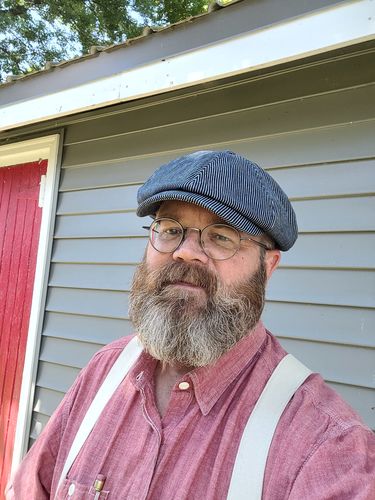 Customer photo review of Striped Denim Newsboy Cap