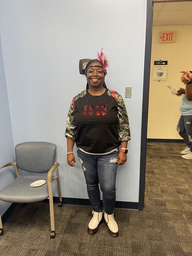 Customer photo review of Camo Sequins Sleeve 1913 Sweatshirt- FINAL SALE