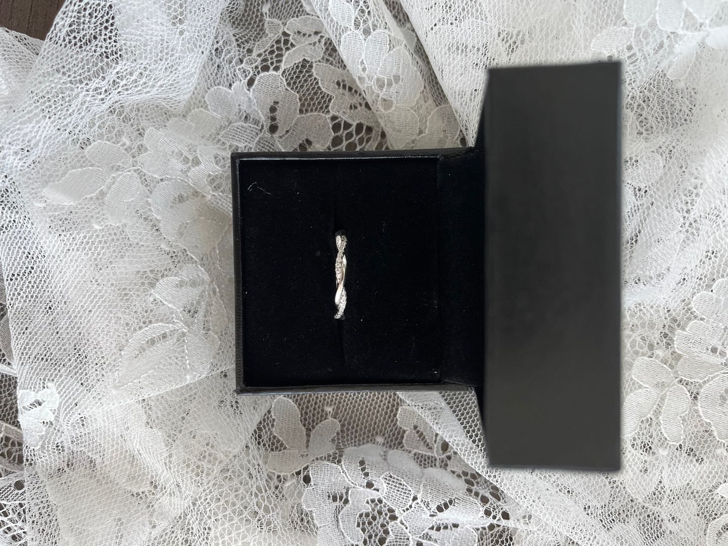 Customer photo review of Louily Twist Eternity Wedding Band for Women In Sterling Silver