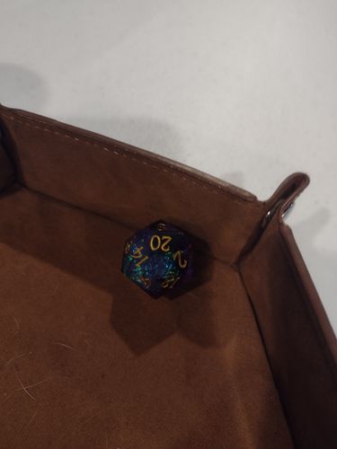 Customer photo review of Sharp Edge Purple Glitter Resin DnD Dice Set All Number Dice