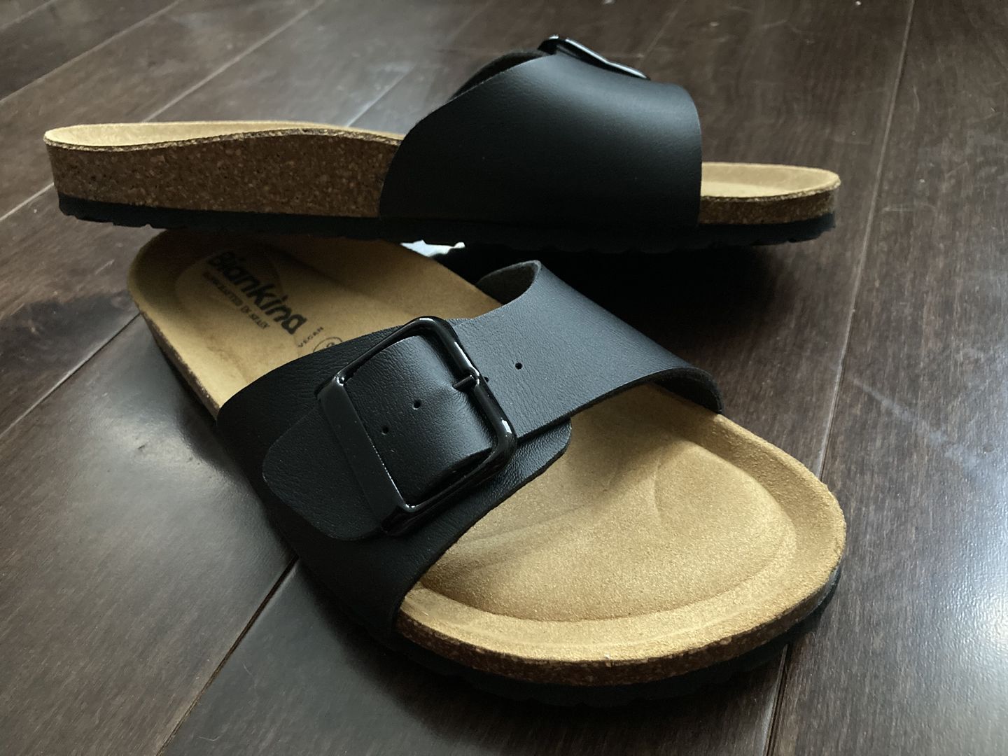 Customer photo review of Free Shipping - VEGAN Strap Sandals for Summer Cordoba Vegan Leather Slide Cork Sandal - Black (Custom: Black, 9 US (39EU))