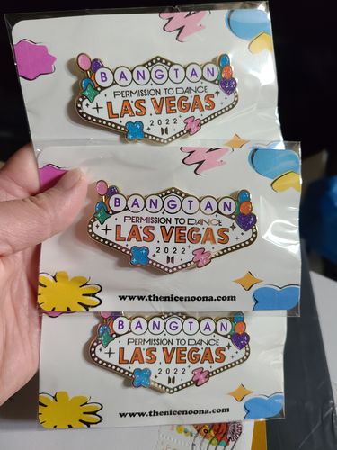 Customer photo review of BTS Permission to Dance Vegas Concert Enamel Pins