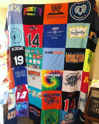 T-shirt quilt featuring west virginia university, northern virginia volleyball by Ebonie from VA