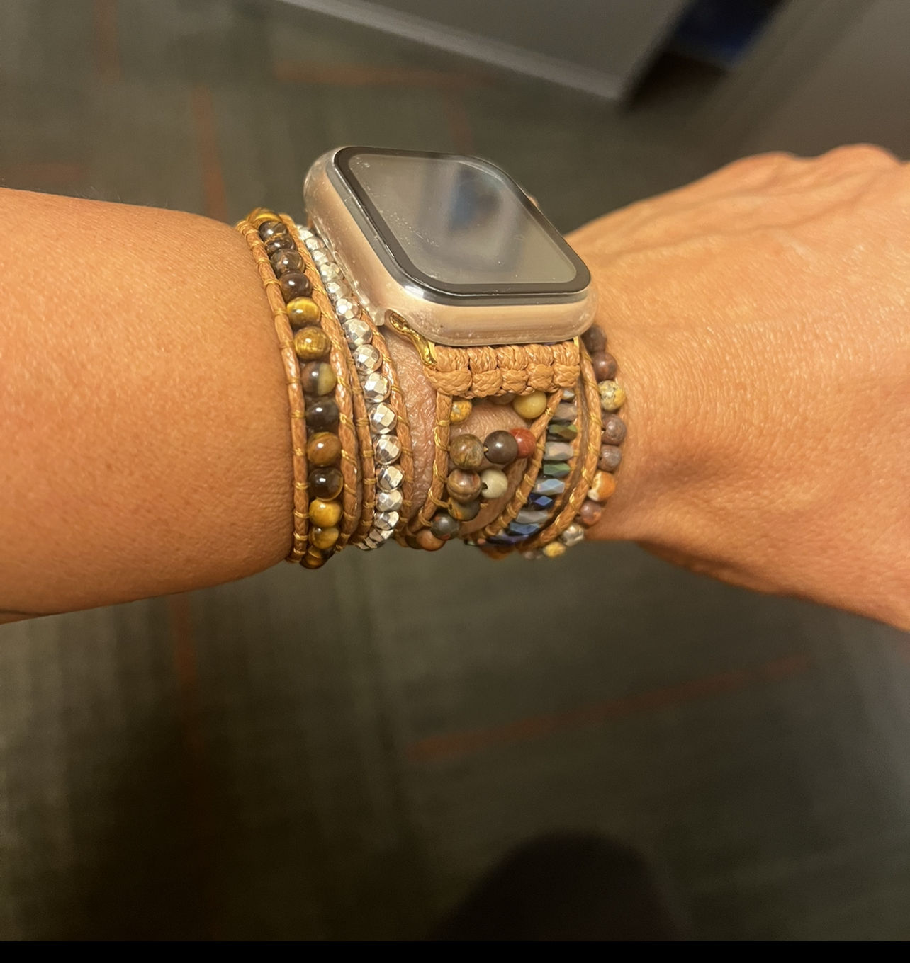 Customer photo review of Tiger's Eye Royal Apple Watch Strap