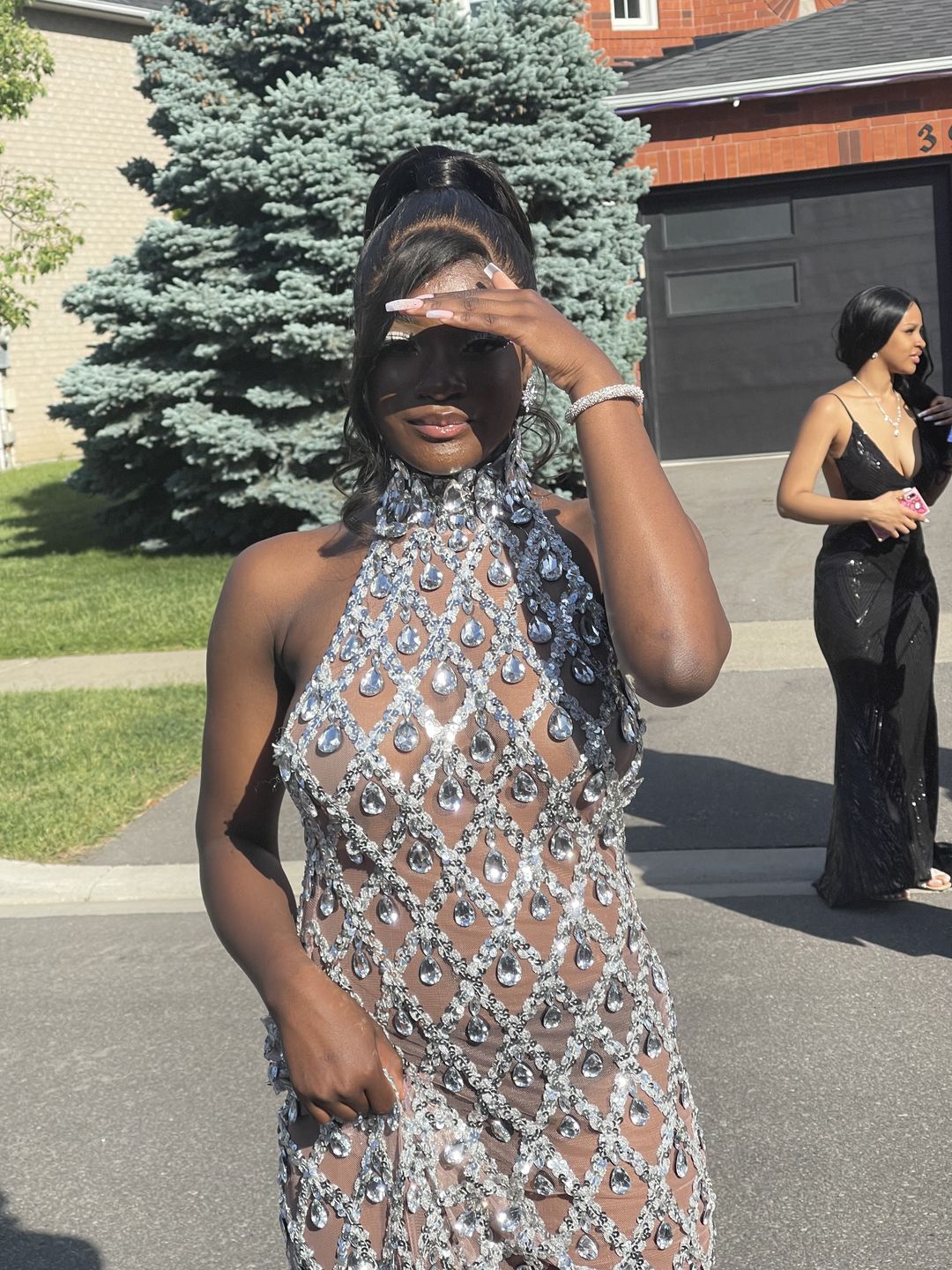 Customer photo review of Midnight Rhinestone Dress