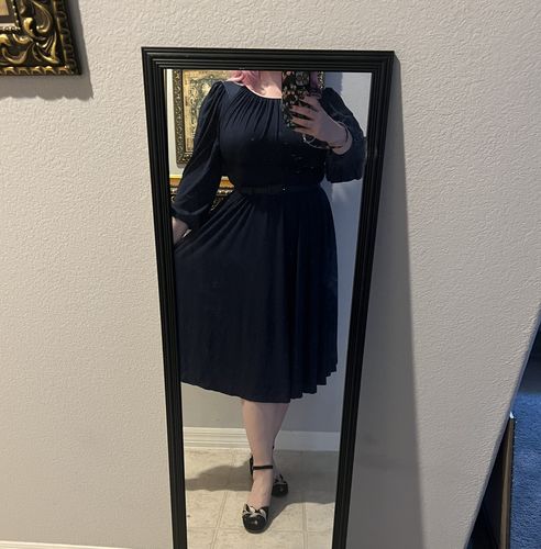 Customer photo review of Salem Dress in Navy