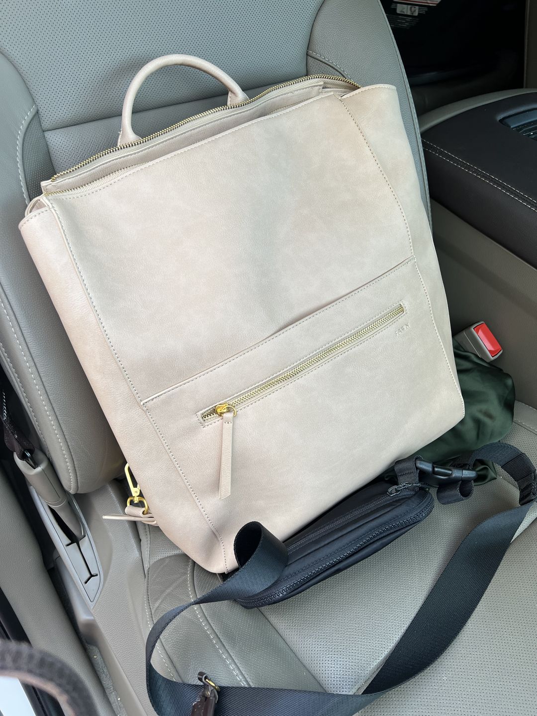 Customer photo review of The Fawn + Nordstrom Square Diaper Bag - Beige