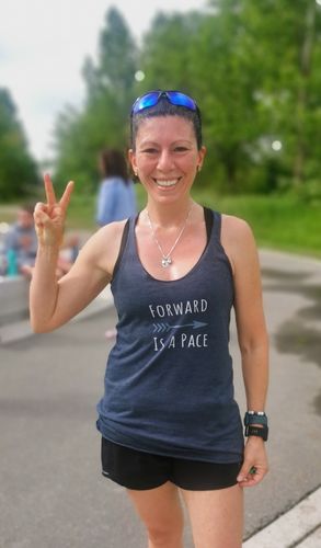 Customer photo review of Forward is a pace Women’s Racerback Tank