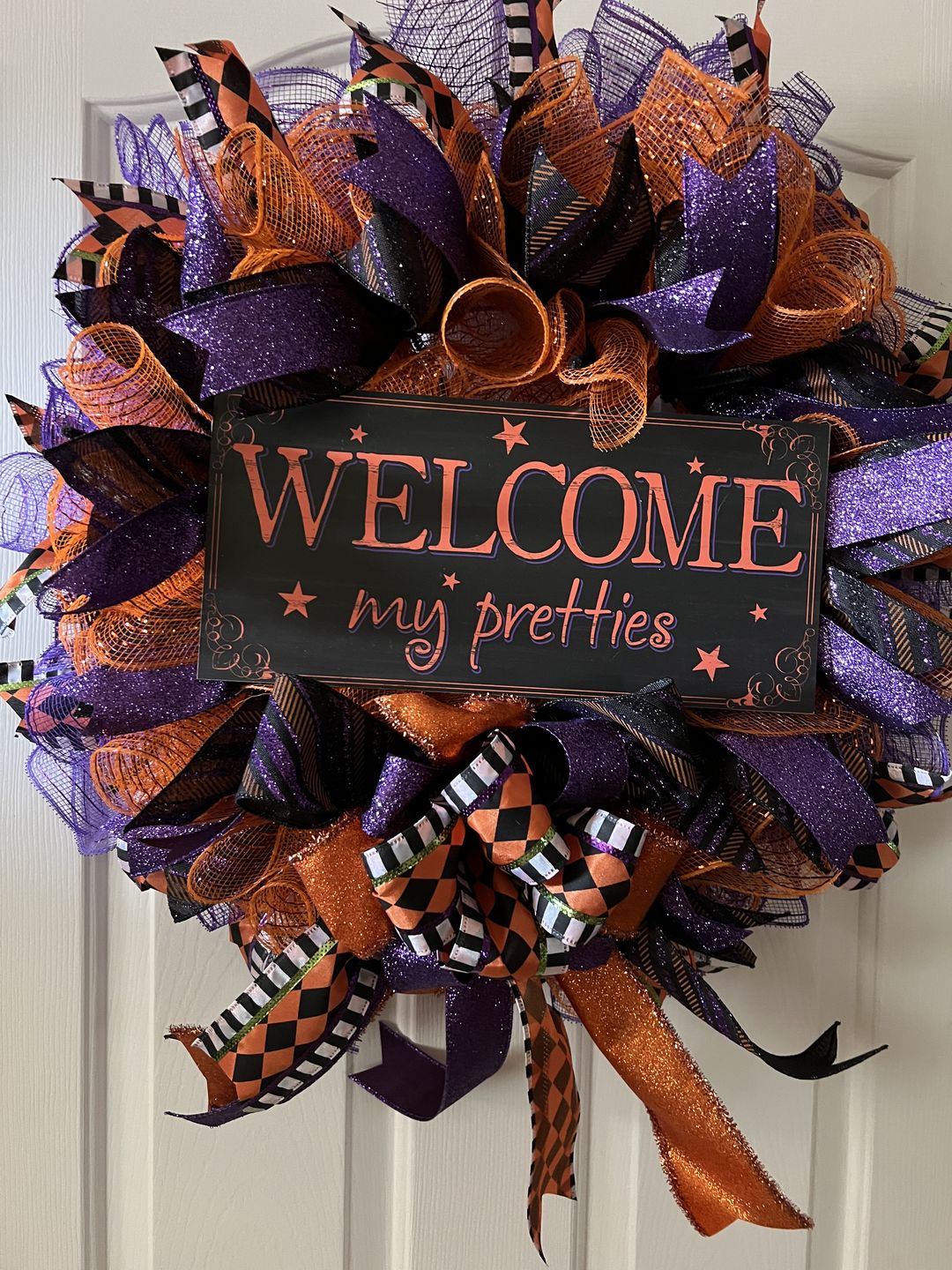 Customer photo review of 2.5"X10Yd Multi Diagonal Stripes/Royal Black/Purple/Orange RGB1302YR