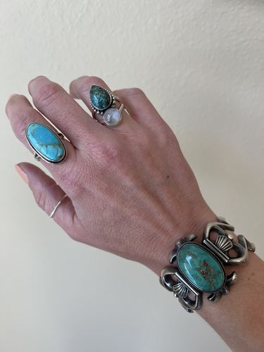 Customer photo review of Moonstone and Turquoise Ring Sterling Silver