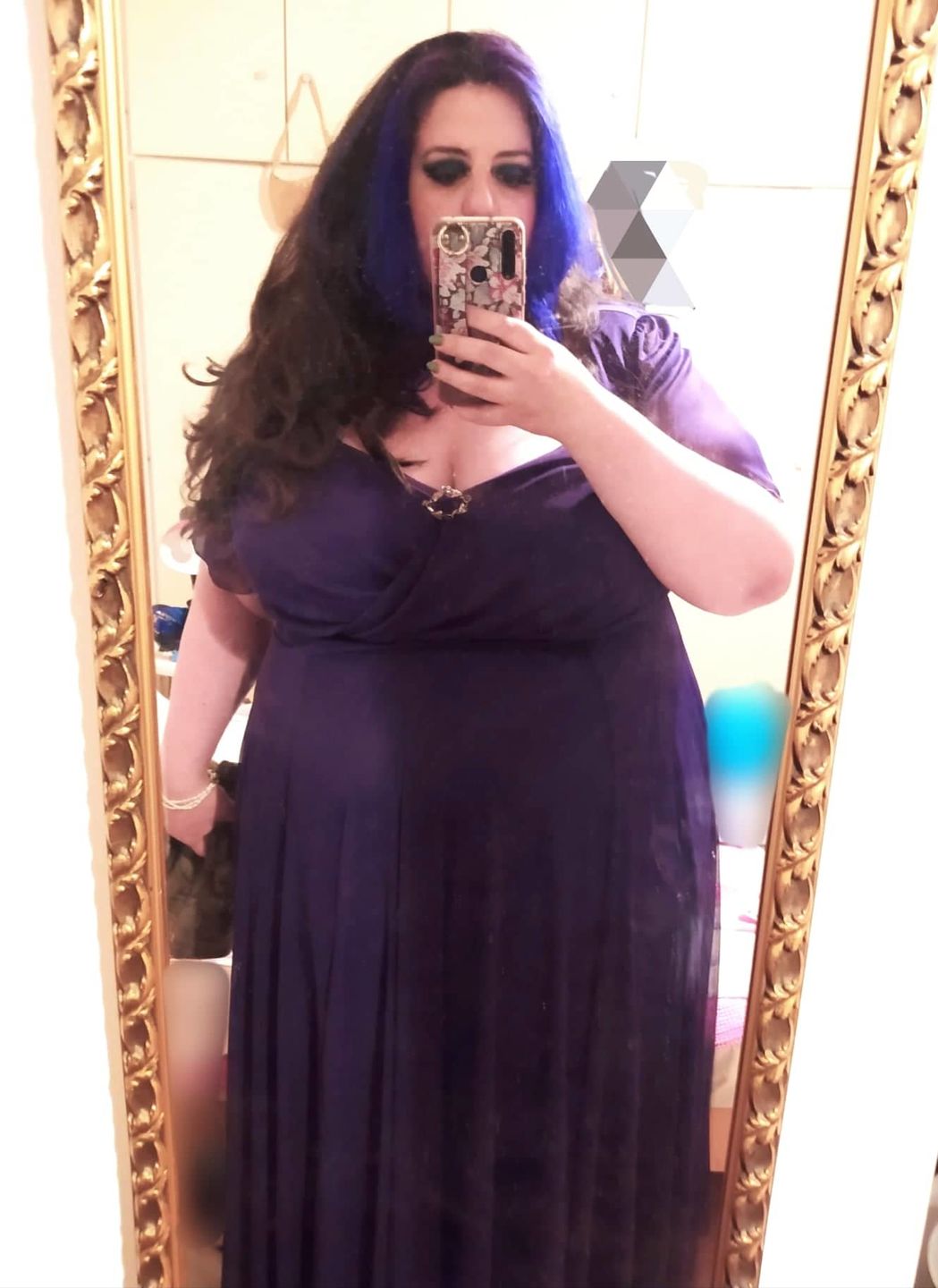 Customer photo review of Kemi Purple Bolero Wrap Bodice Maxi Gown