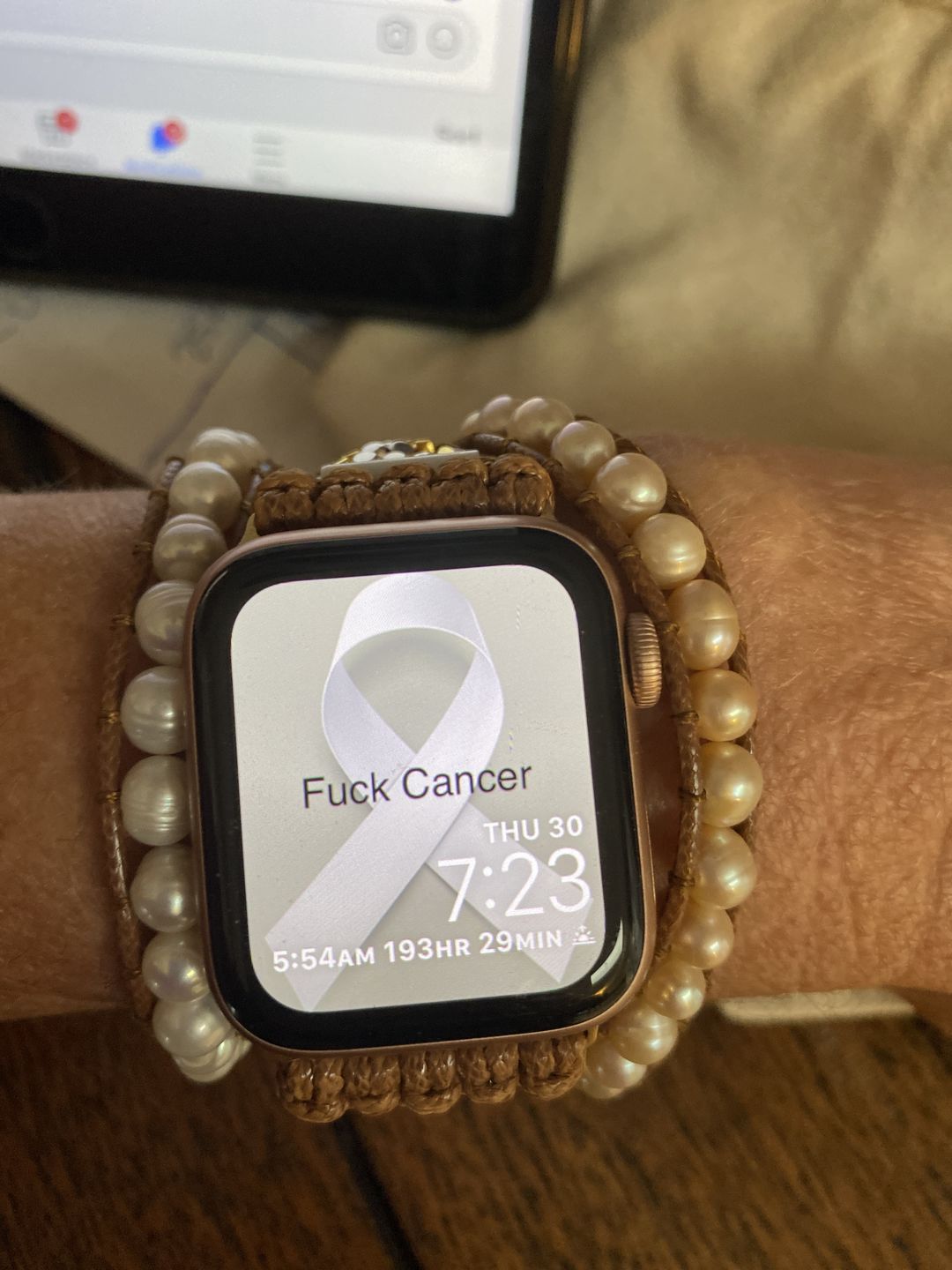 Customer photo review of Graceful Freshwater Pearl Apple Watch Strap