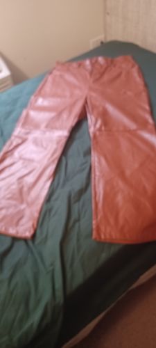 Customer photo review of Mens High Waist Leather Straight-leg Pants SKUI75229