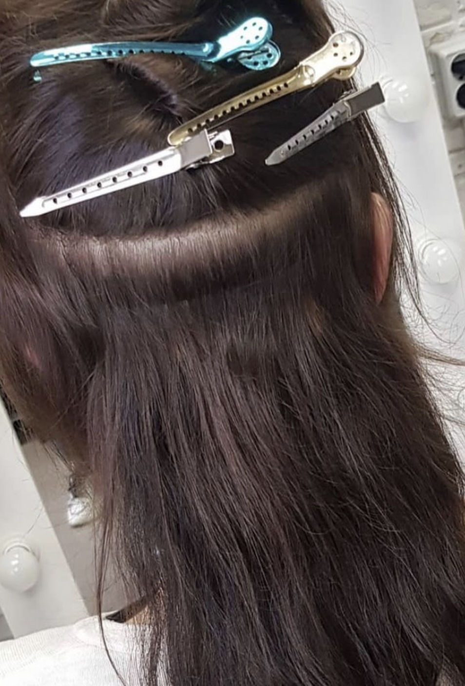 Customer photo review of 20' Dark Brown Natural Wave DIY Hair Extensions Home Kit