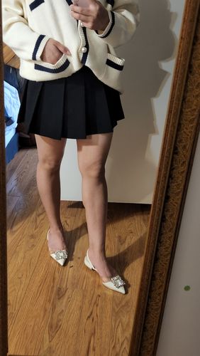 Customer photo review of Rhinestone Detail Pointed Toe Slingback Flats