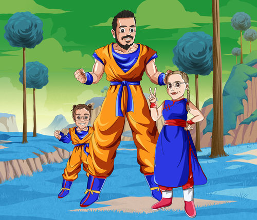 Customer photo review of Caricature cartoon dessinée à la main: Portrait Personnalisé DBZ