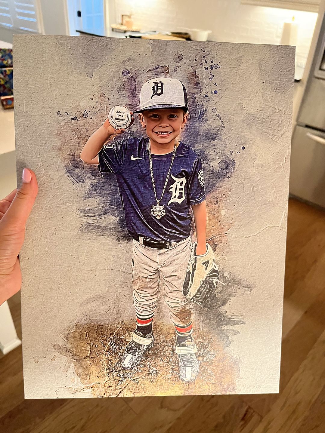 Customer photo review of Personalized baseball photo Painting