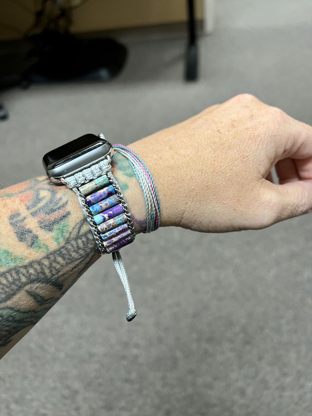 Customer photo review of Serene Imperial Jasper Apple Watch Strap