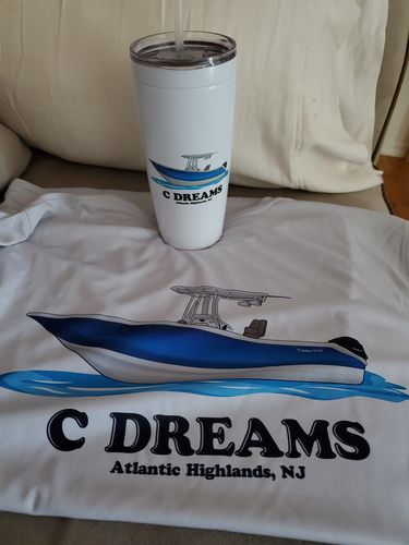 Customer photo review of Dri-Fit Short Sleeve Custom Boat Shirts (Front & Back)