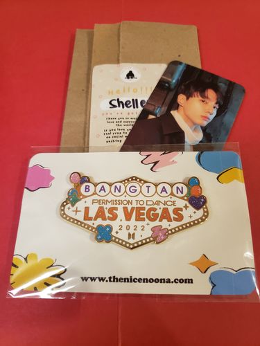 Customer photo review of BTS Permission to Dance Vegas Concert Enamel Pins