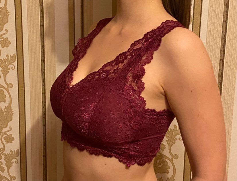 Customer photo review of Soutien-gorge sans armatures en dentelle zip à l'avant
