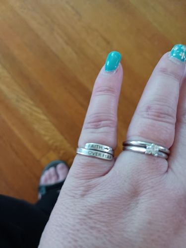 Customer photo review of "FAITH OVER FEAR" Sterling Silver Cross Ring